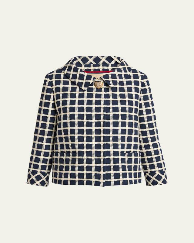 Window Check Heart Button Jacket